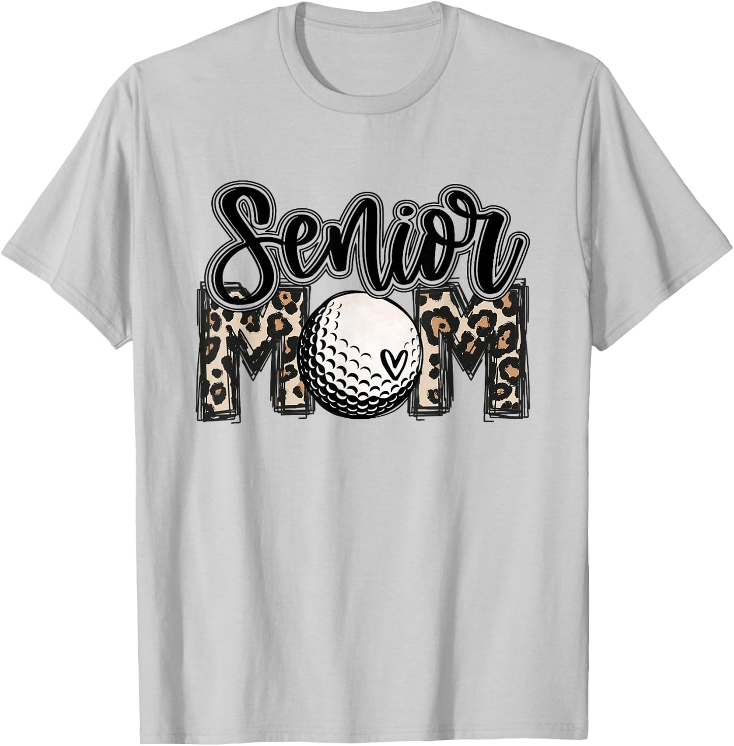 Senior Golf Mom 2026 Leopard Mama Golfing Lover Golf Player T-Shirt - T-Shirt | Ash