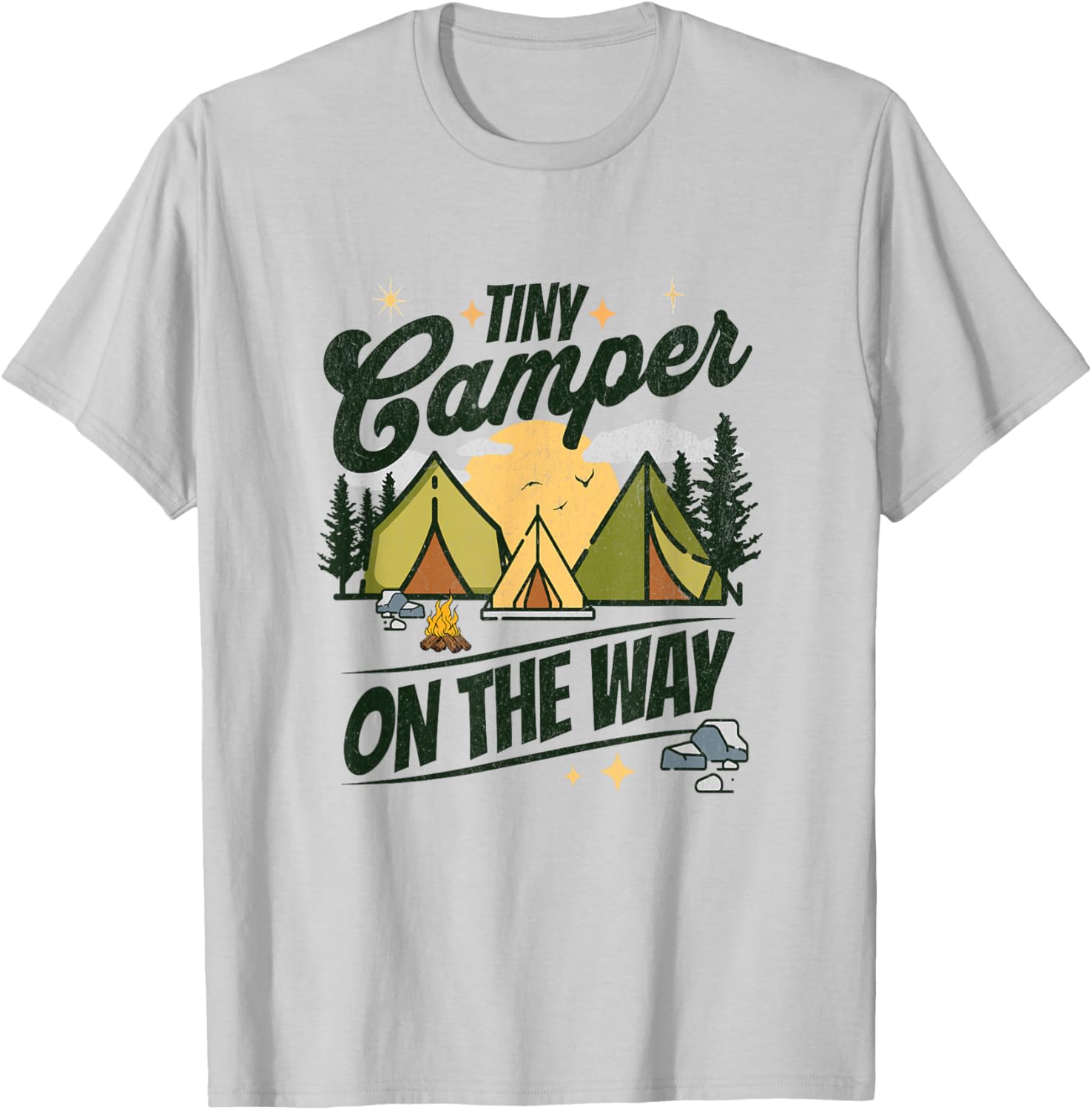 Tiny Camper On The Way camping lover pregnancy announcement T-Shirt - T-Shirt | Ash