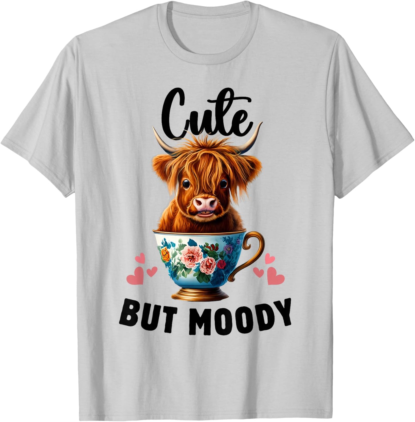 Cow miniature Highland Cow Cute But Moody Baby Cow for Girls T-Shirt - T-Shirt | Ash