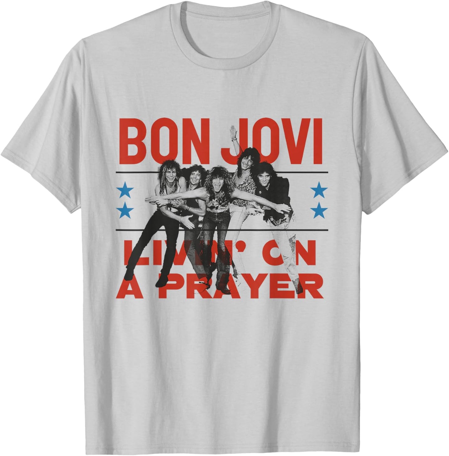 Official Bon Jovi Livin' On A Prayer , White T-Shirt - T-Shirt | Ash