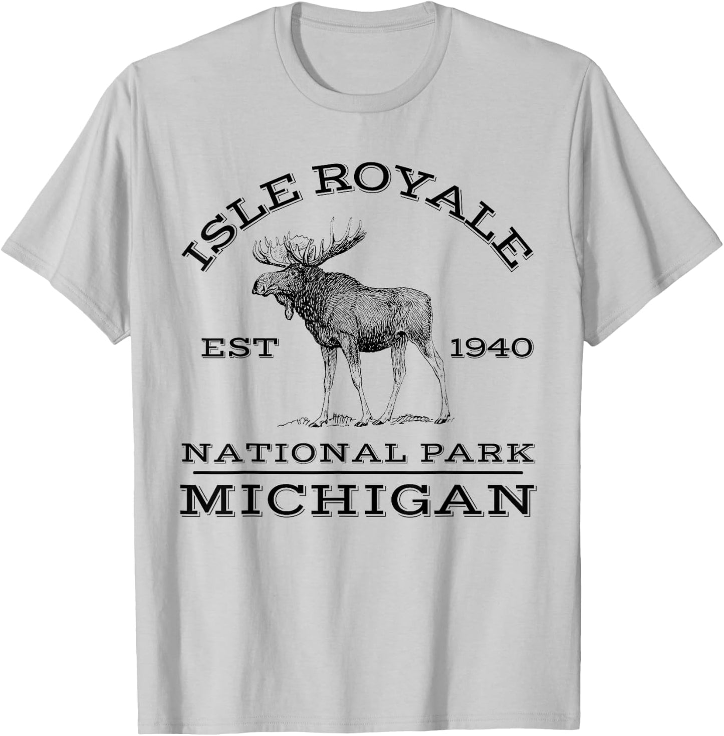 Isle Royale National Park Michigan Moose Hike Outdoors T-Shirt - T-Shirt | Ash