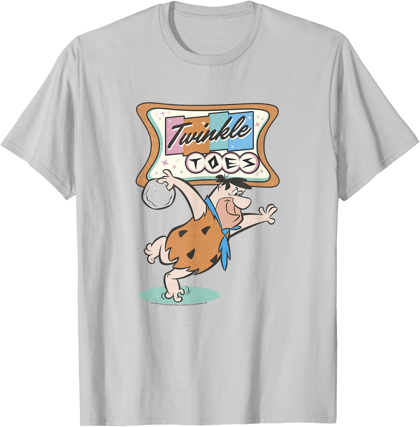 The Flintstones Twinkle Toes Fred Flintstone Bowling Alley Small T-Shirt - T-Shirt | Ash