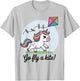 Go fly a kite! Cute Happy Unicorn Flying Kite T-Shirt - T-Shirt | Ash