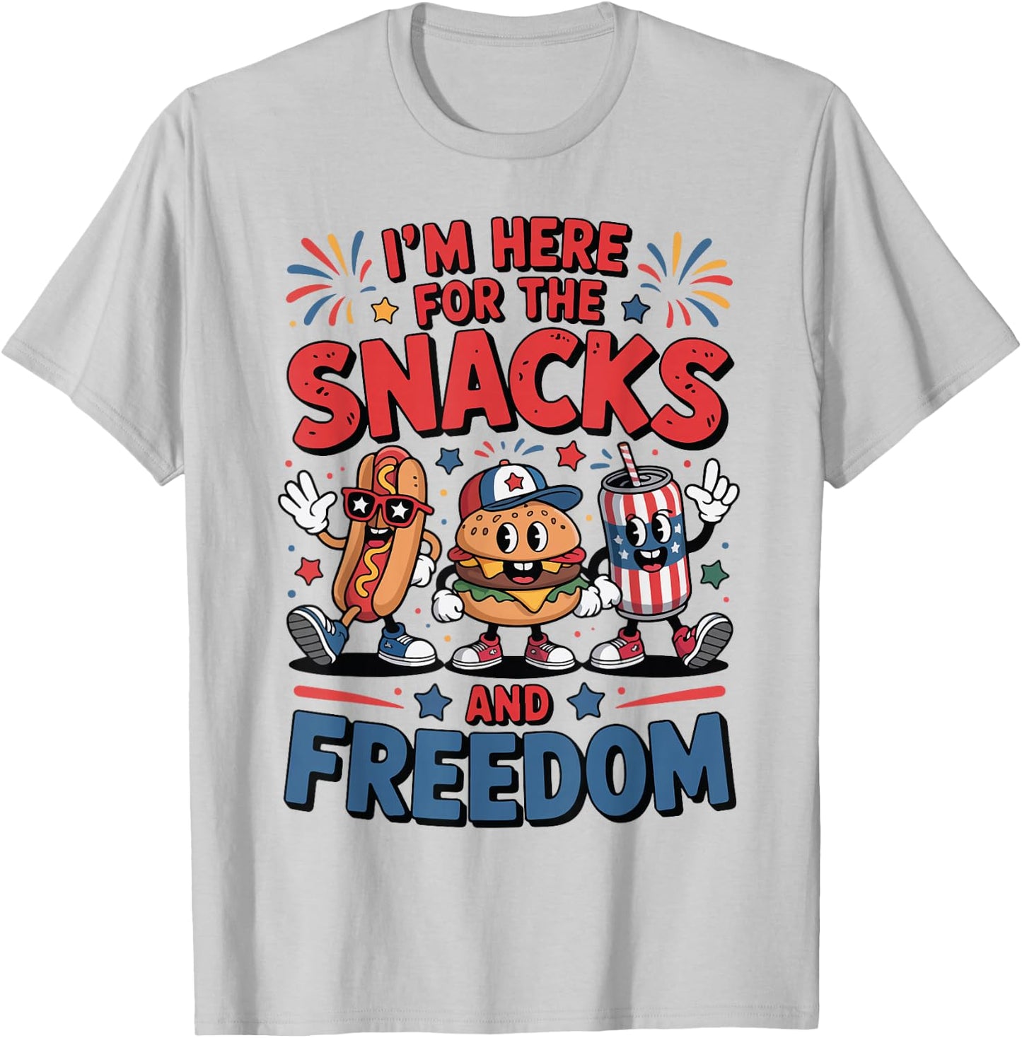 Im Here For Snacks Freedom Hotdog 4th July Funny Toddler Boy T-Shirt - T-Shirt | Ash