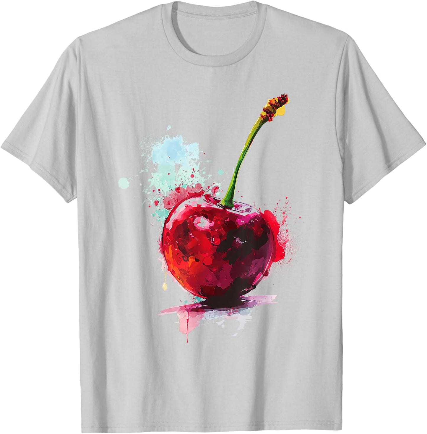 Cherry Pattern Painting , white, S T-Shirt - T-Shirt | Ash
