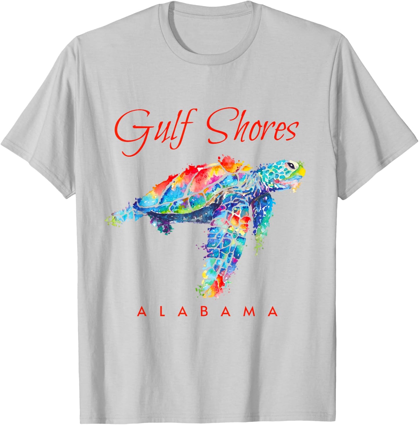 Gulf Shores Alabama Watercolor Sea Turtle T-Shirt - T-Shirt | Ash