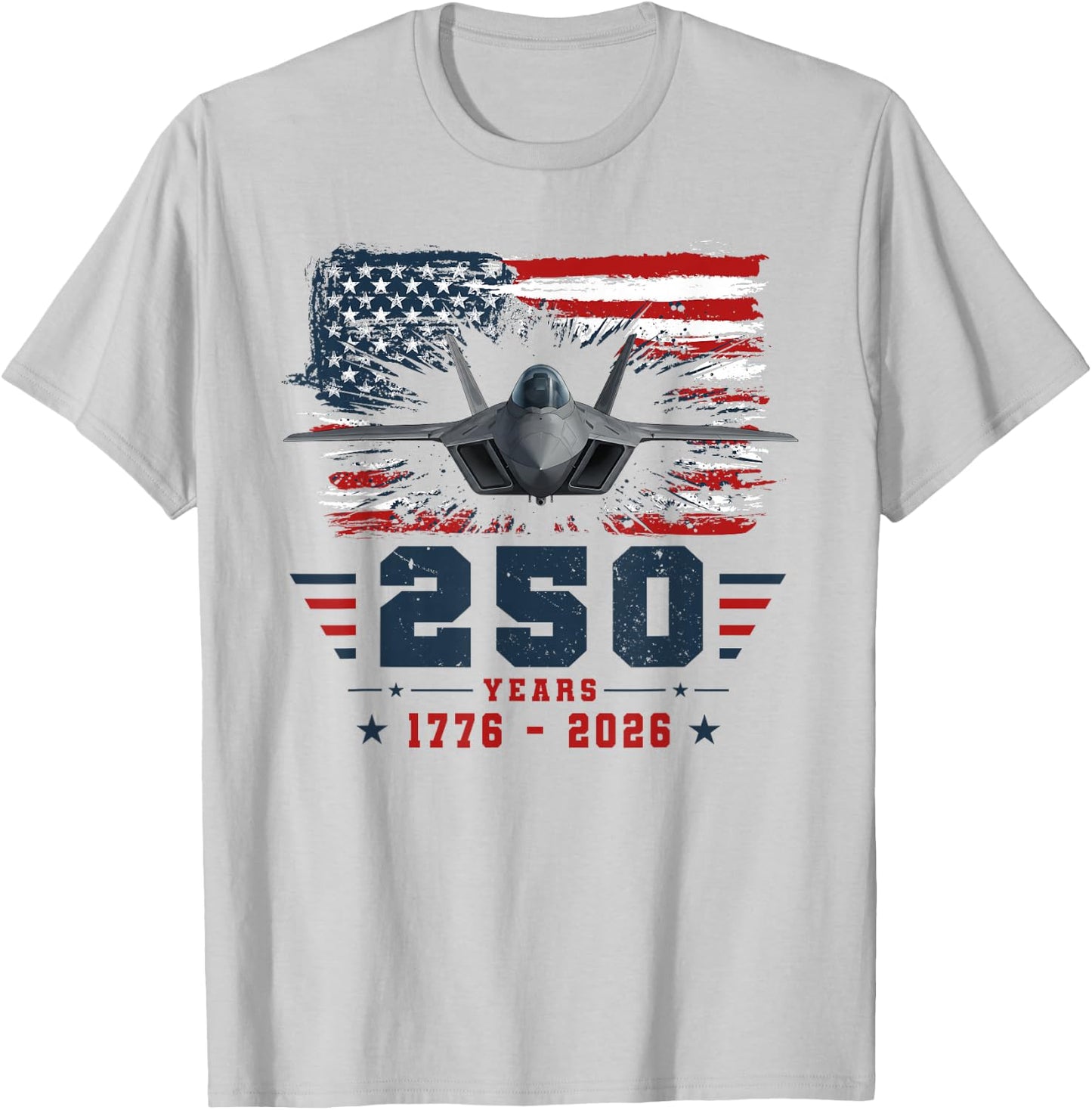 4th of July F14 Fighter Jet USA 250th Anniversary Men Women T-Shirt - T-Shirt | Ash