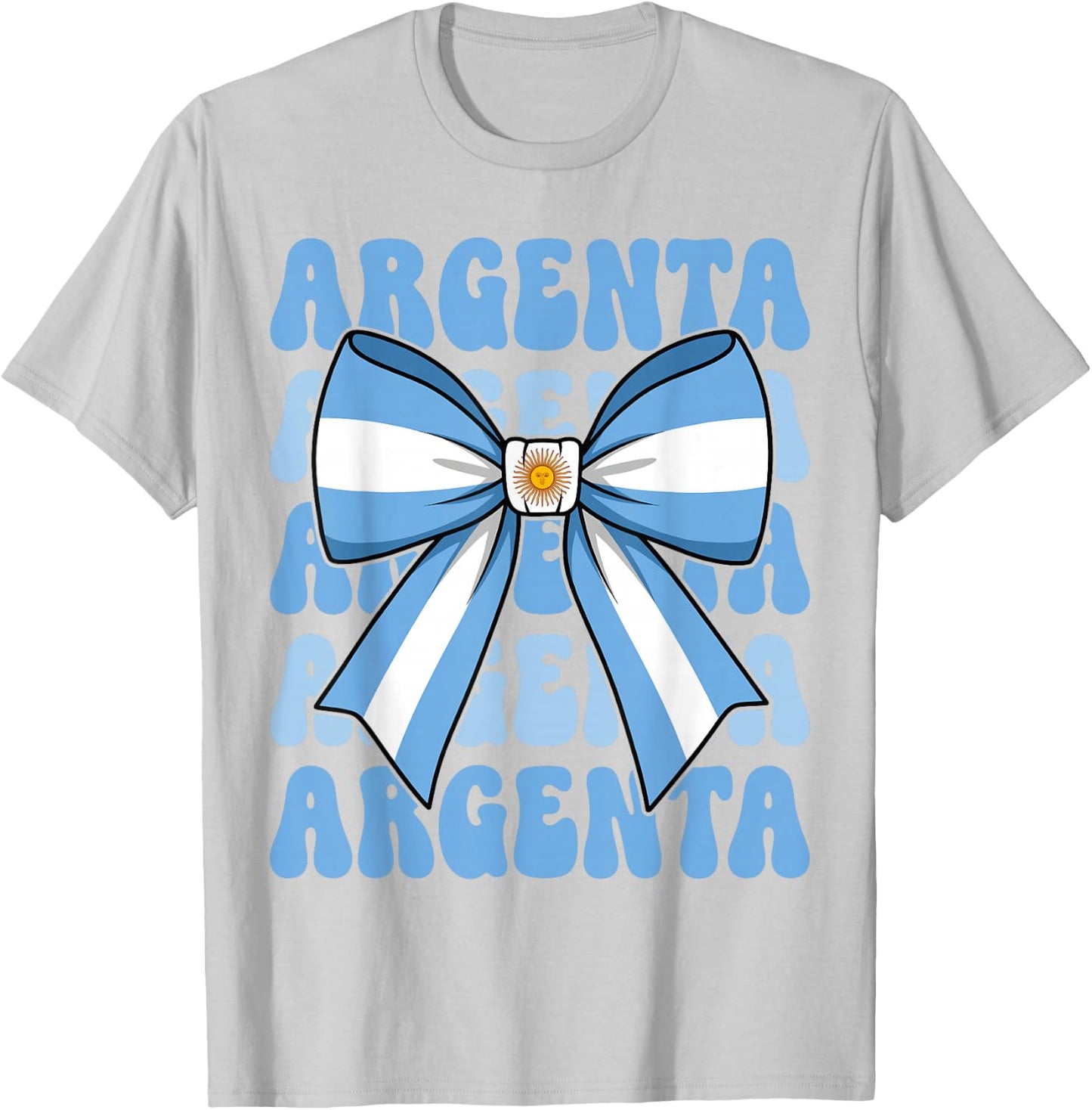 Argenta Groovy Coquette Bow Argentina Flag Argentinian Girl T-Shirt - T-Shirt | Ash