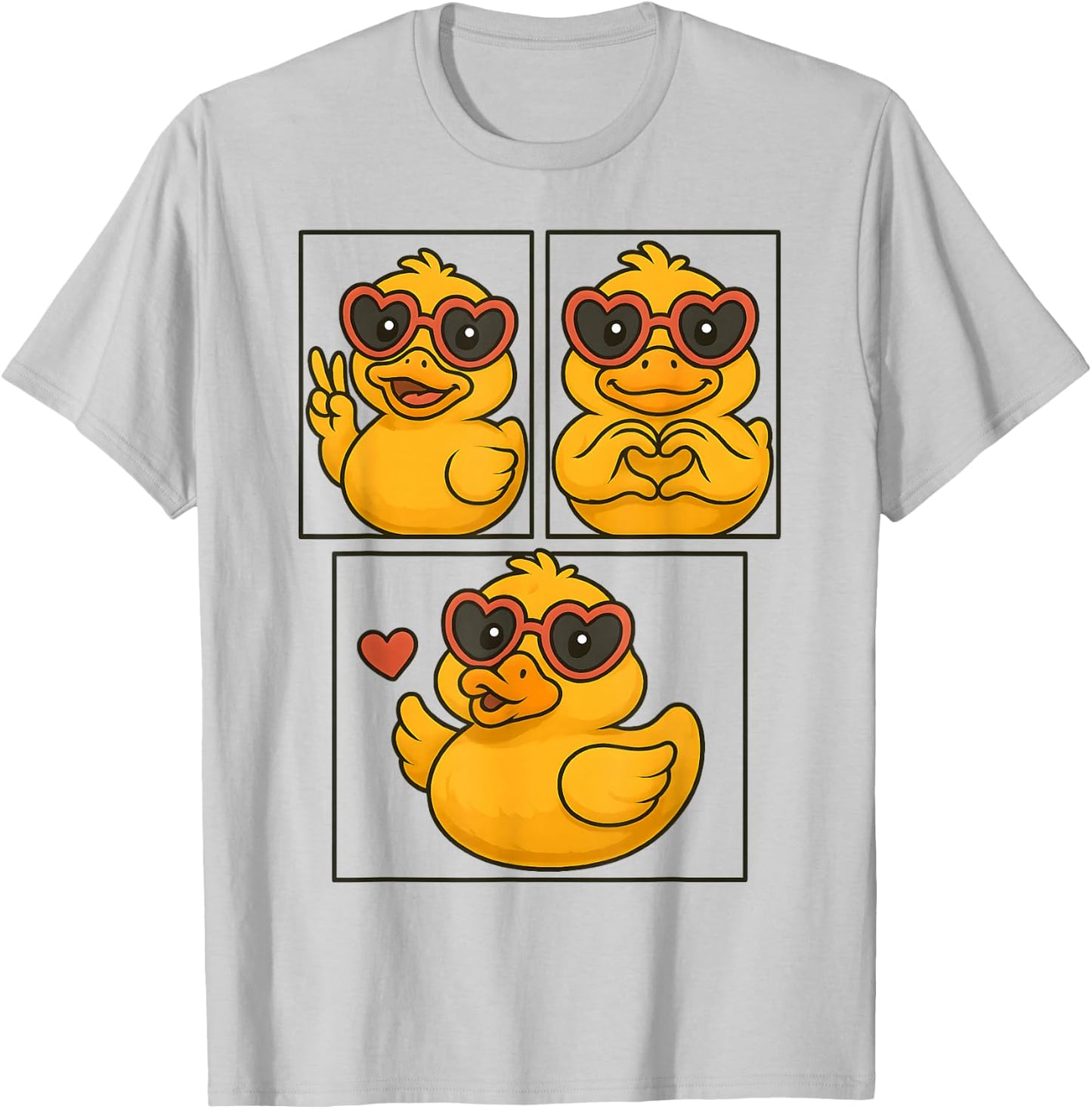 Rubber Duck Peace Heart Love Girl's Women's Rubber Duckie T-Shirt - T-Shirt | Ash