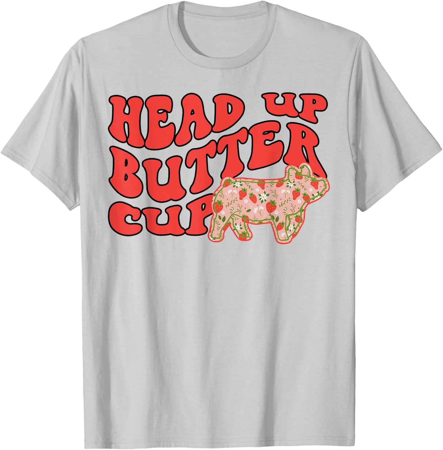 Pig Head Up Butter Cup T-Shirt - T-Shirt | Ash