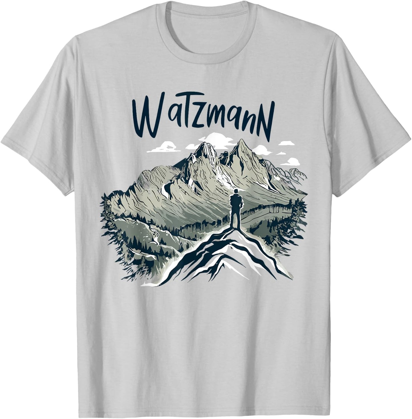 Watzmann Königssee Berchtesgaden Damen Bergsteiger- Grau Klein EU S Kurzarm Crew-Ausschnitt Pull-On Polyester 100% Imported Alle T-Shirt - T-Shirt | Ash