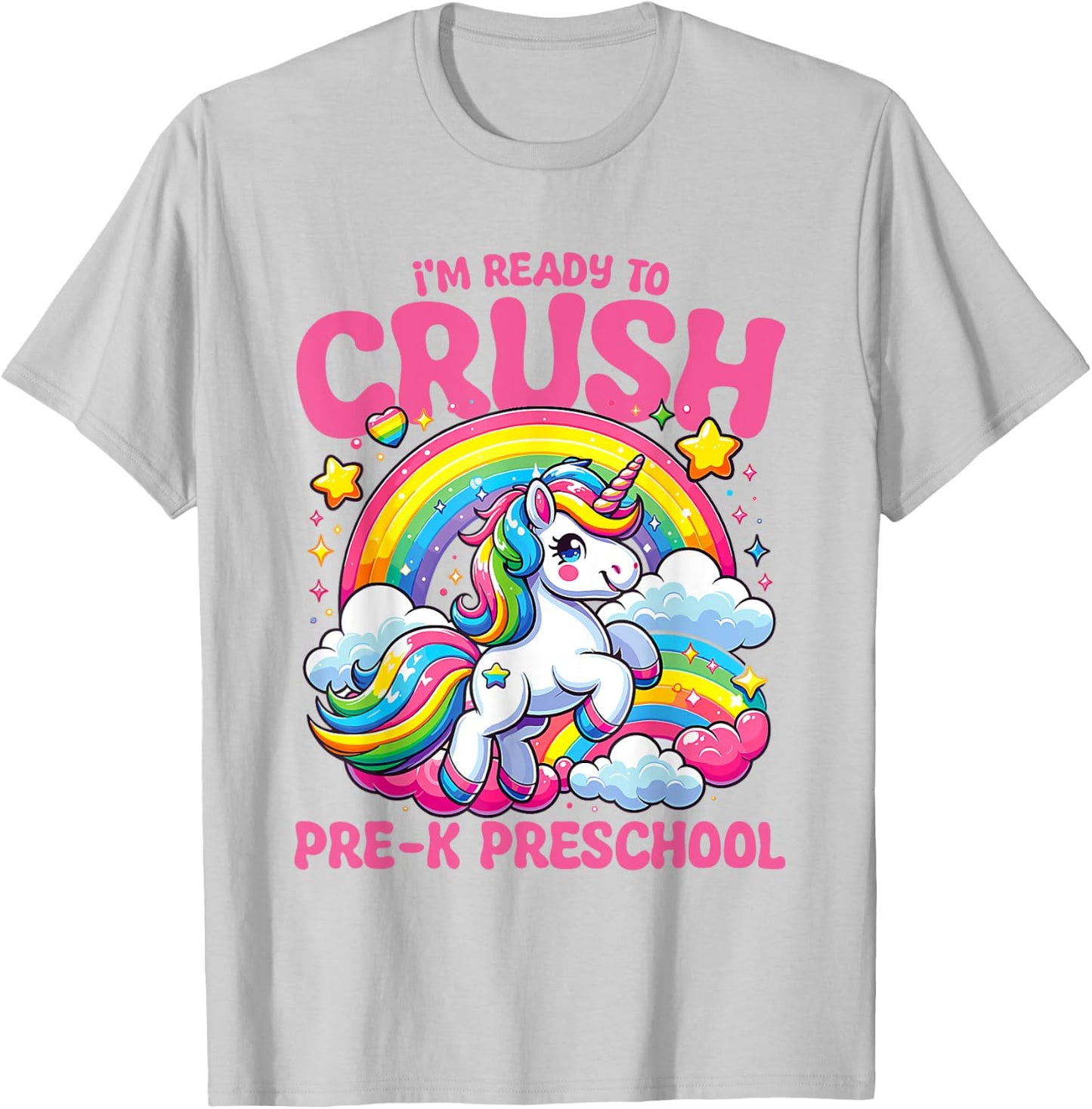 Crush Pre-k Preschool Unicorn Girls Teacher Back to School T-Shirt - T-Shirt | Ash