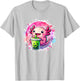 Kawaii Axolotl Drinks Boba Bubble Tea Kawaii Clothes Axolotl T-Shirt - T-Shirt | Ash