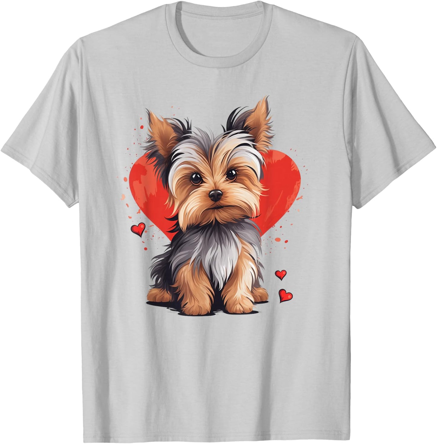 Yorkie Owner Mom Dad Yorkshire Terrier Dog Lover Valentine T-Shirt - T-Shirt | Ash