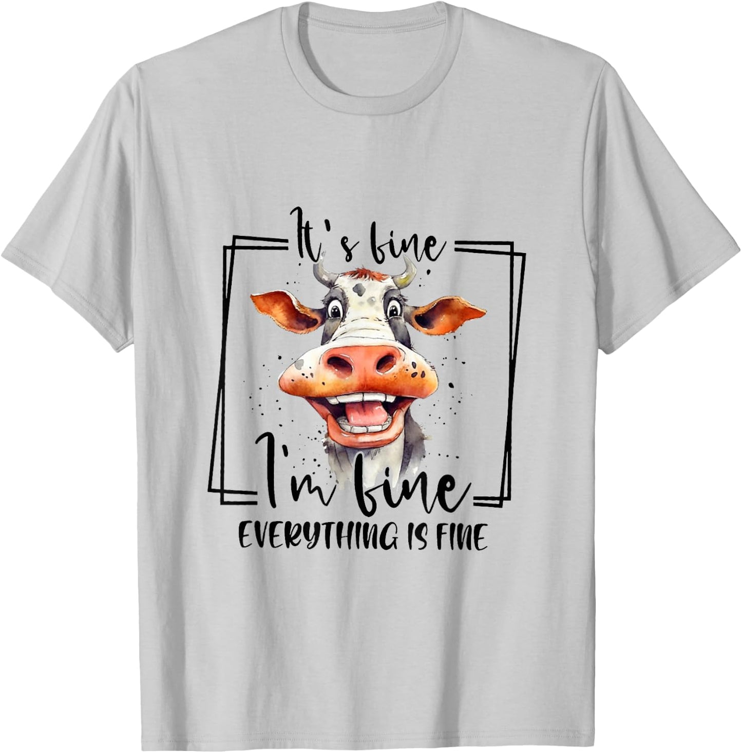 Cow It's Fine I'm Fine Everything Is Fine Teacher Xmas Women Kids T-Shirt - T-Shirt | Ash