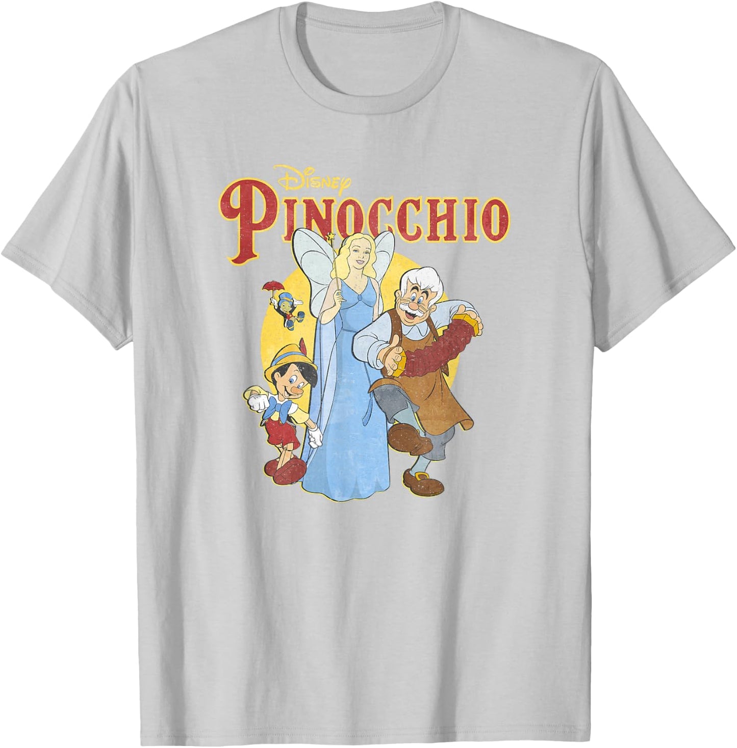 Disney Pinocchio Vintage Classic Group Movie Poster T-Shirt - T-Shirt | Ash