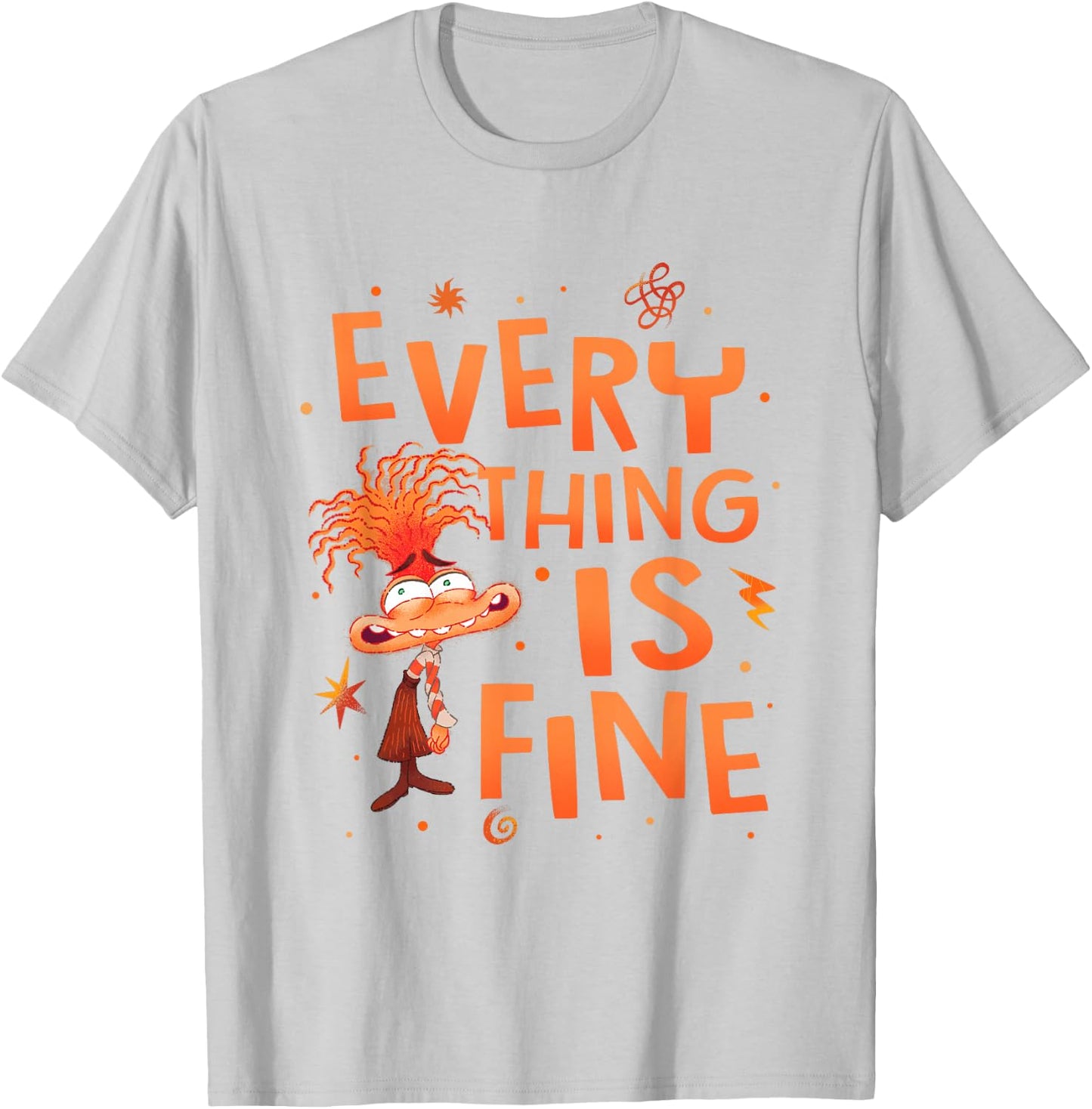 Disney Pixar Inside Out 2 Everything Is Fine Anxiety Logo , white, S T-Shirt - T-Shirt | Ash