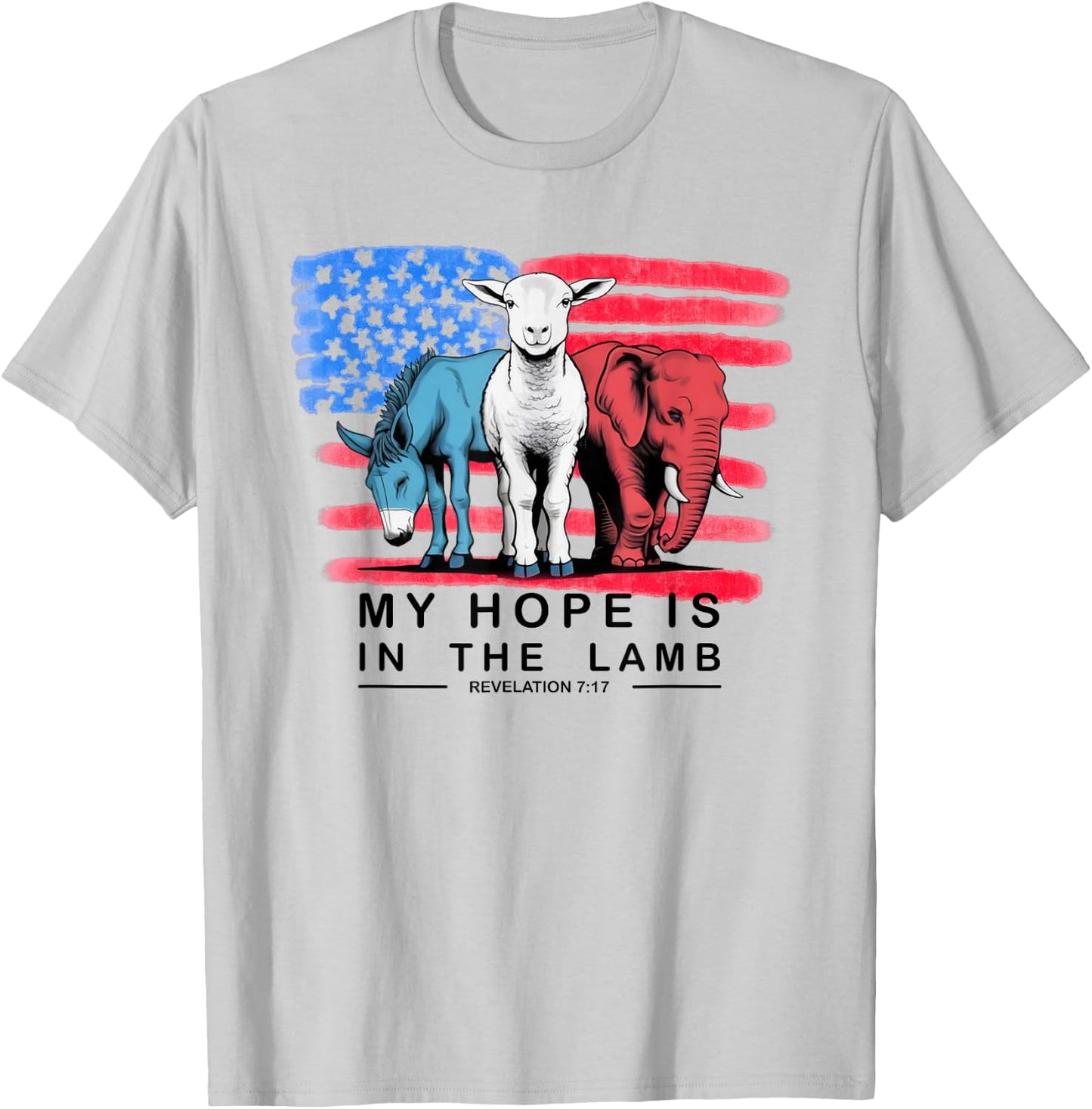 Vintage My Hope Is In The Lamb Christian God Jesus USA Flag T-Shirt - T-Shirt | Ash