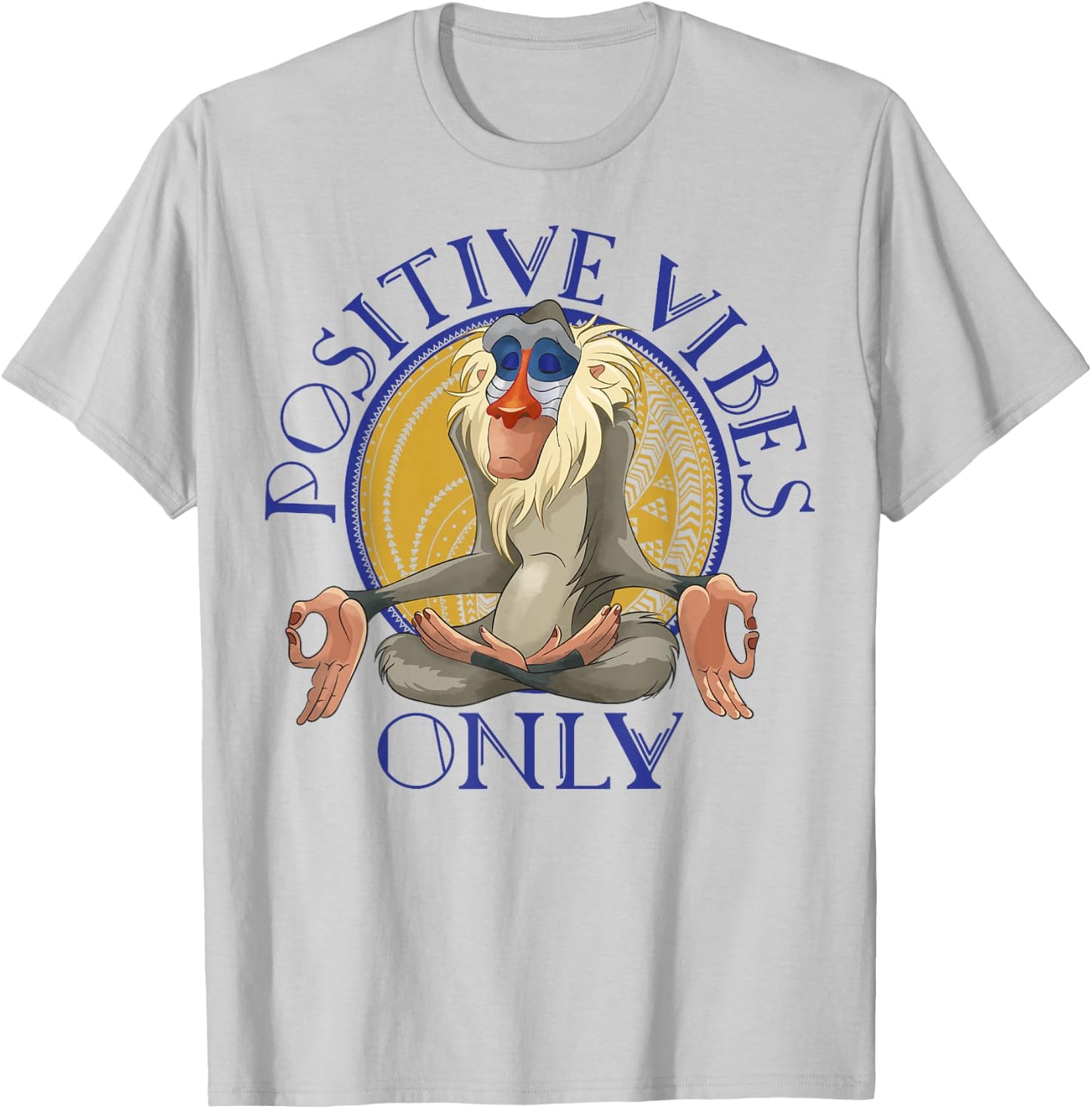 Disney Lion King Rafiki Meditating Positive Vibes Only T-Shirt - T-Shirt | Ash