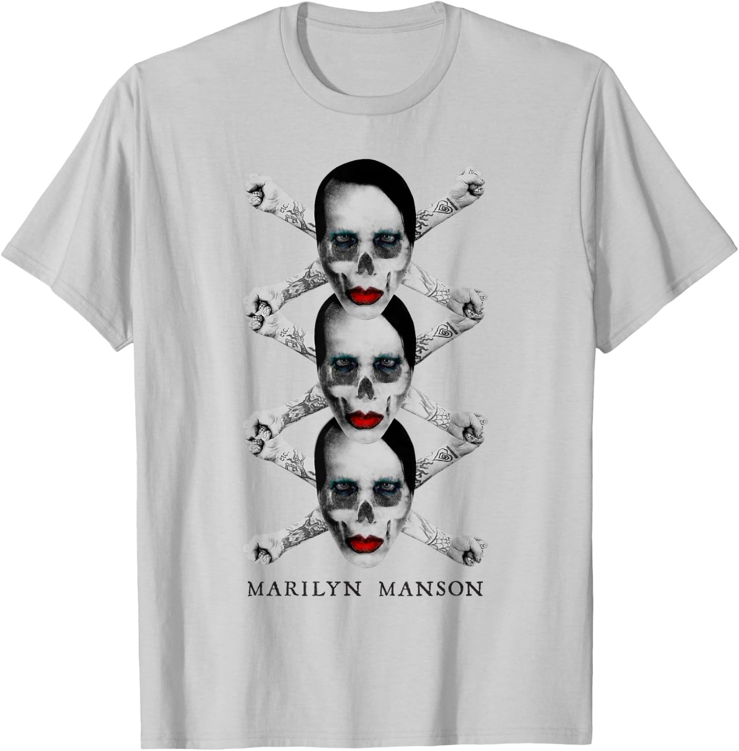 Marilyn Manson Crossbones X3 , white, S T-Shirt - T-Shirt | Ash