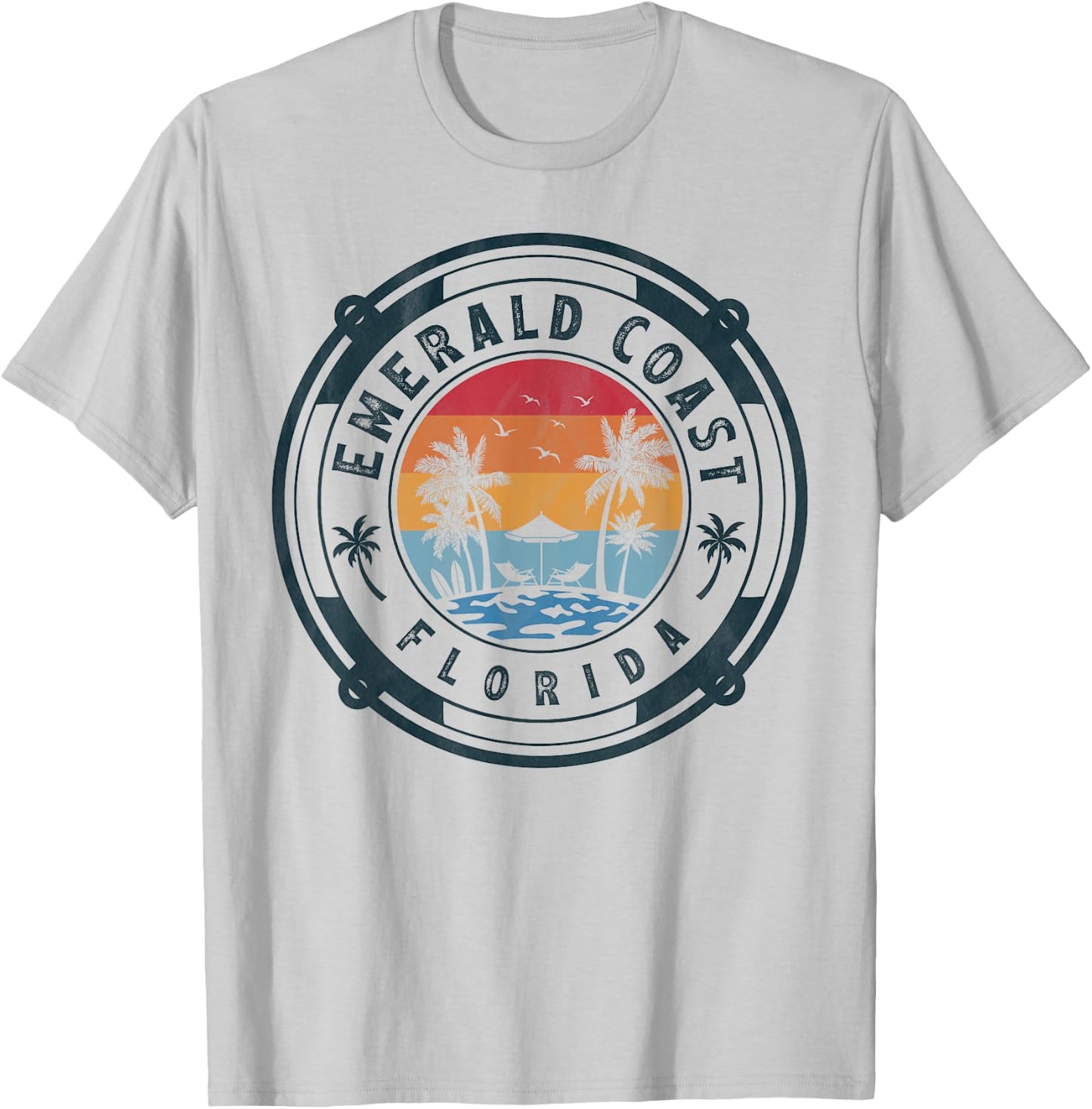 Emerald Coast Beach Florida Summer Vacation Vintage Sunset T-Shirt - T-Shirt | Ash