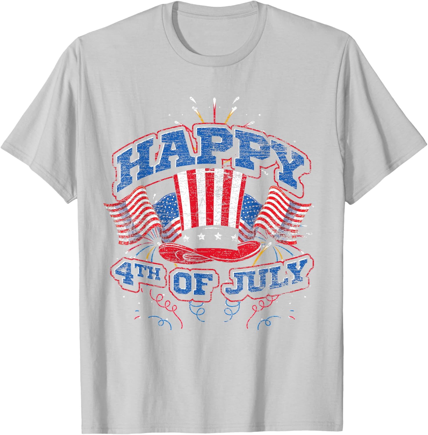 Happy 4th Of July US Flag Liberty American 4th Of July T-Shirt - T-Shirt | Ash