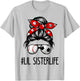 Classy Lil Sister Life Soccer Messy Bun Baseball Game Day T-Shirt - T-Shirt | Ash