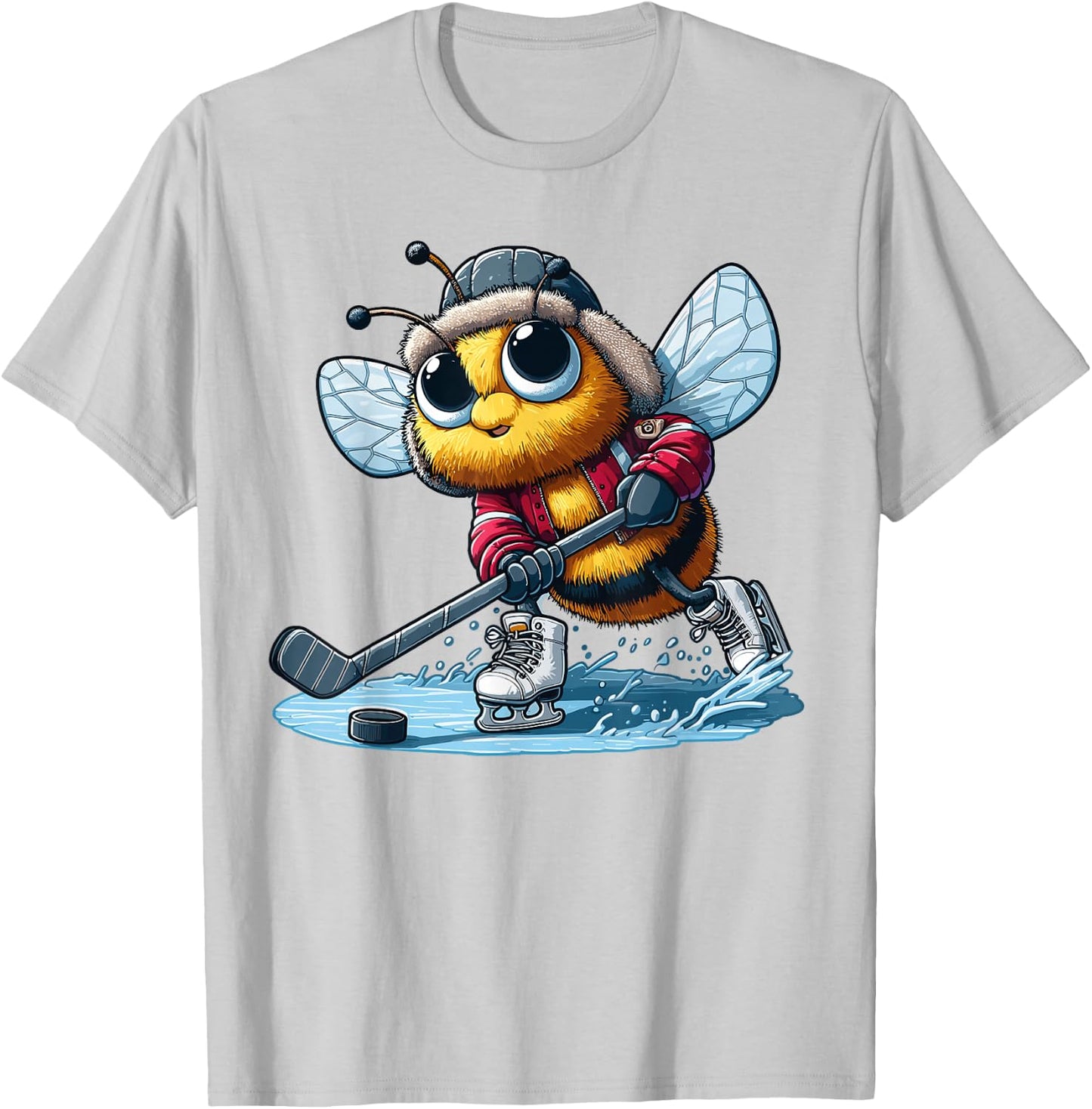 Honey Bee Hockey Player - Bee Playing The Hockey T-Shirt - T-Shirt | Ash