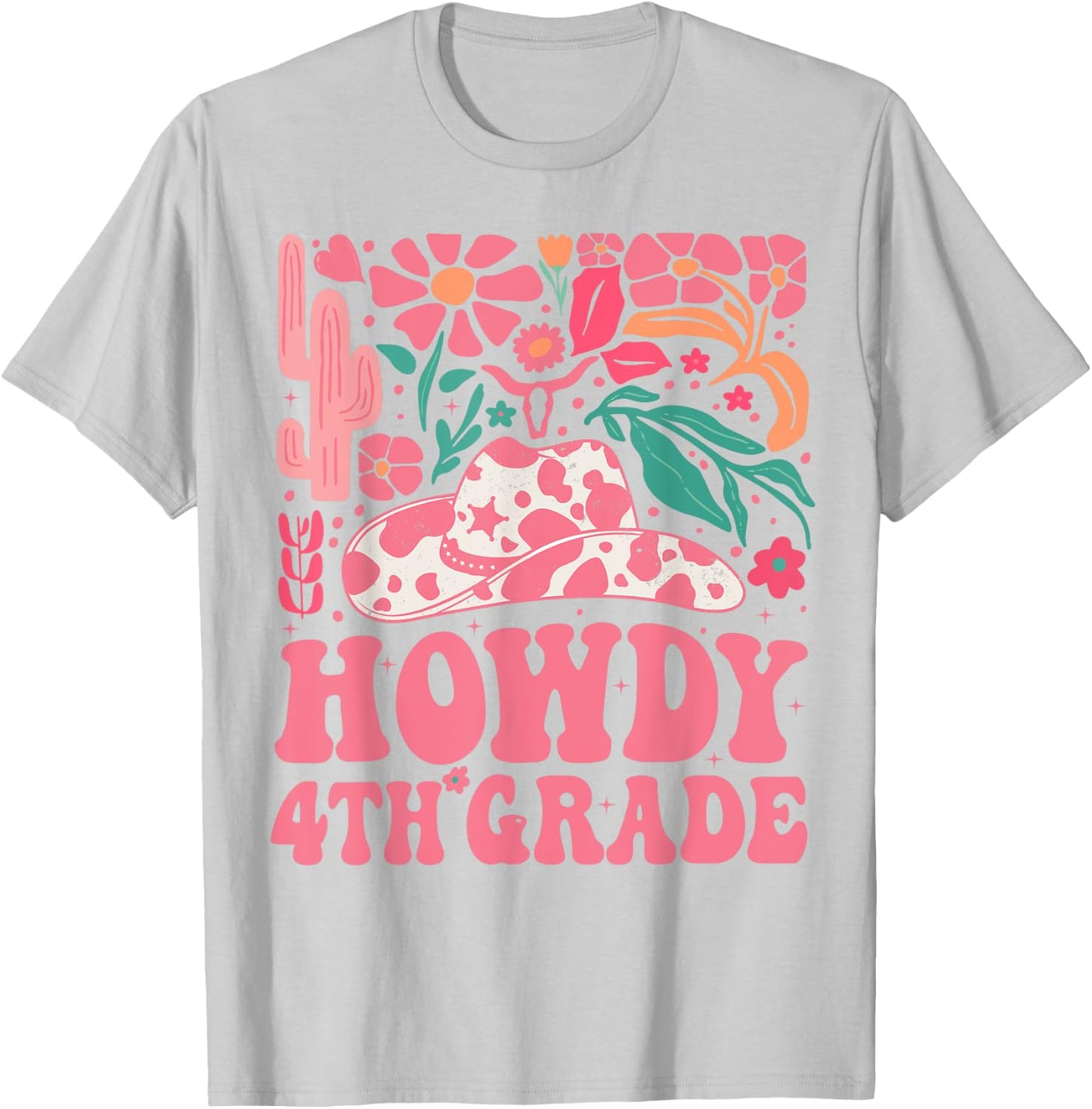 Howdy Fourth Grade Western Cowgirls 4th Grade Squad Teacher T-Shirt - T-Shirt | Ash