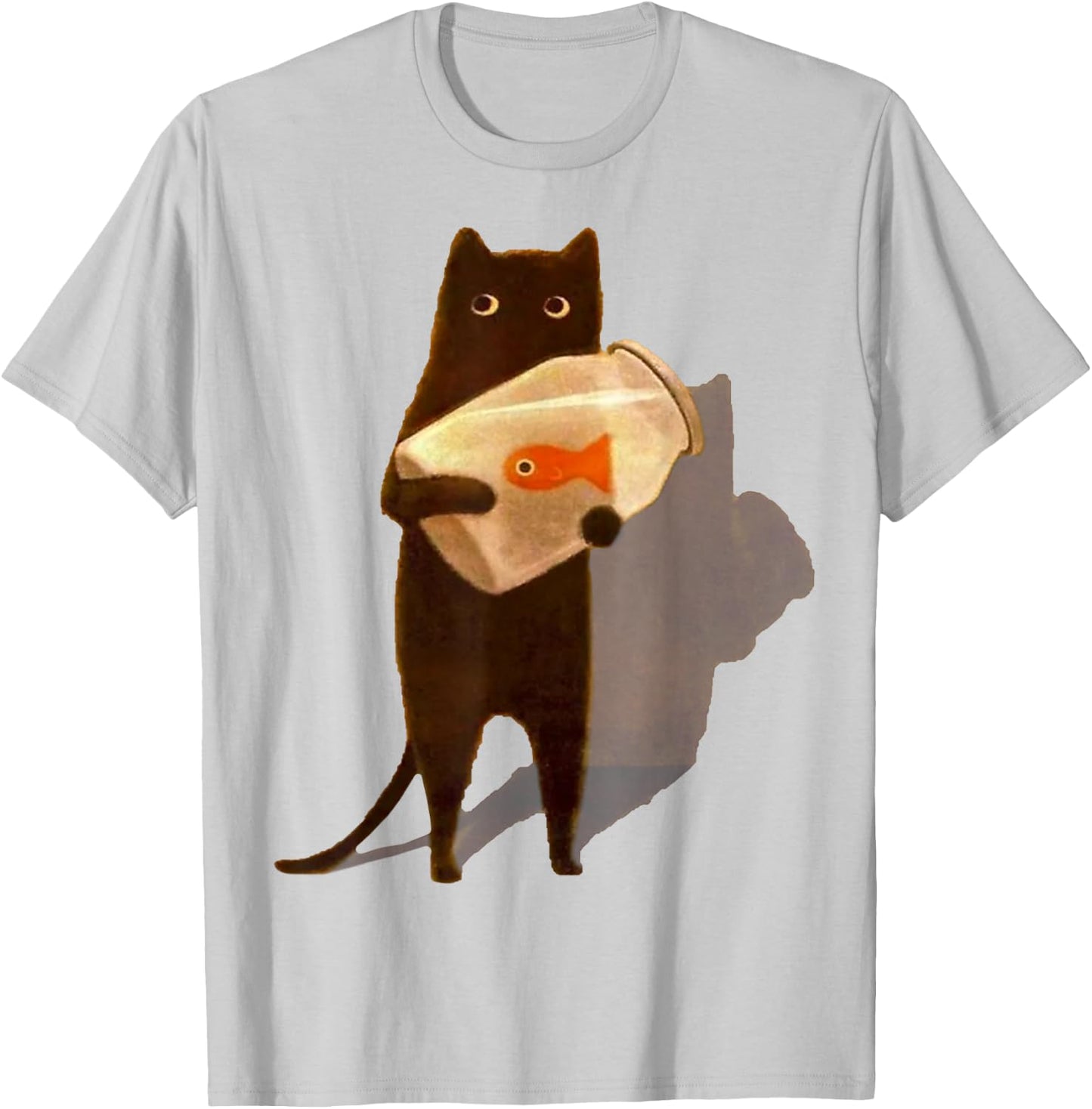 Eagerlys Cat Holding Goldfish Bowl Art Vintage T-Shirt - T-Shirt | Ash