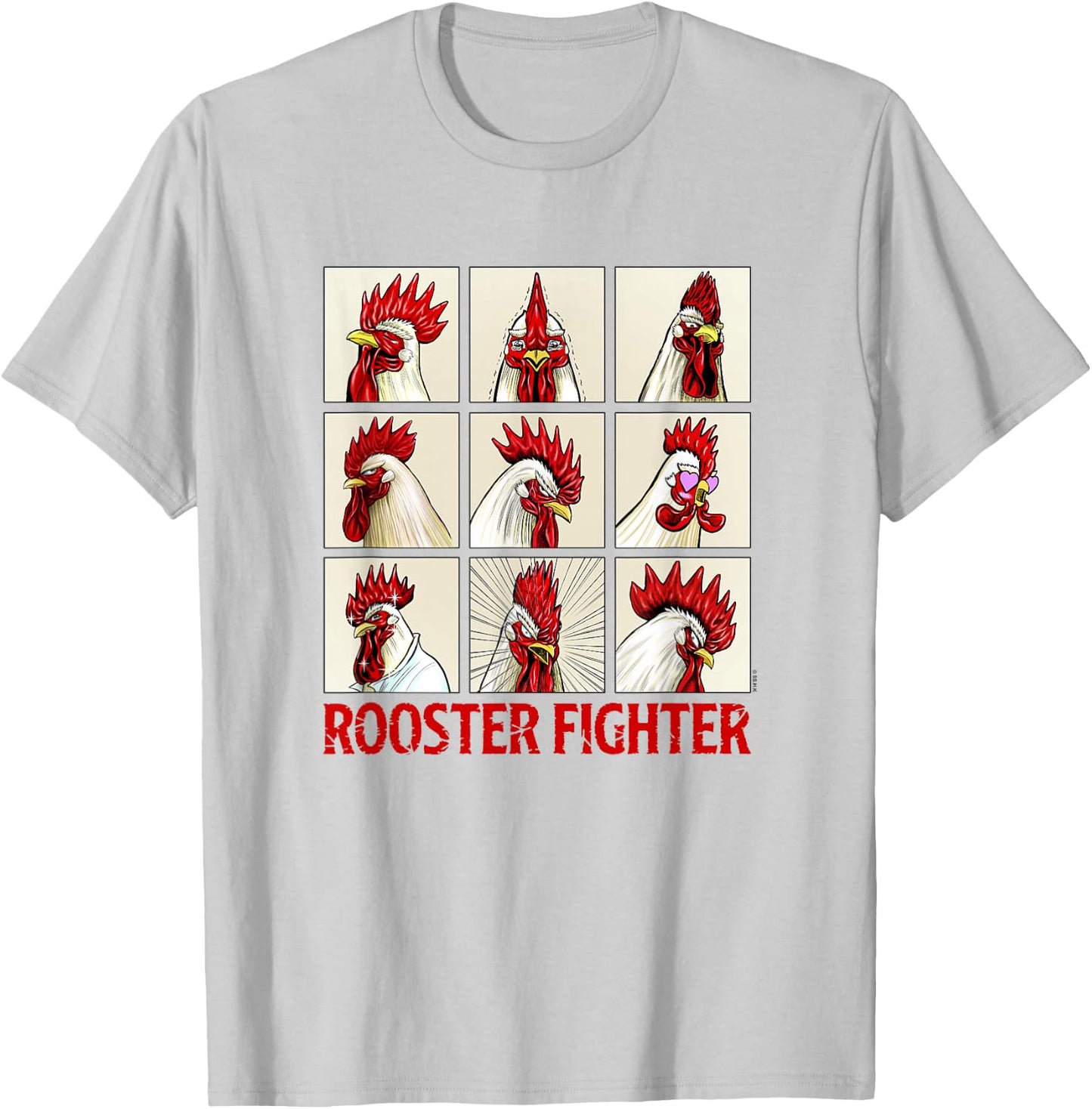 Rooster Fighter Expressions of Keiji Box Up T-Shirt - T-Shirt | Ash