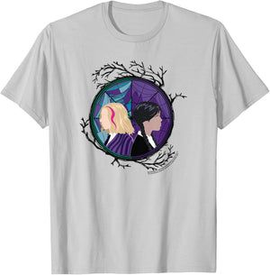 Wednesday Enid Stained Glass Spider Web Silhouettes Box Up T-Shirt - T-Shirt | Ash