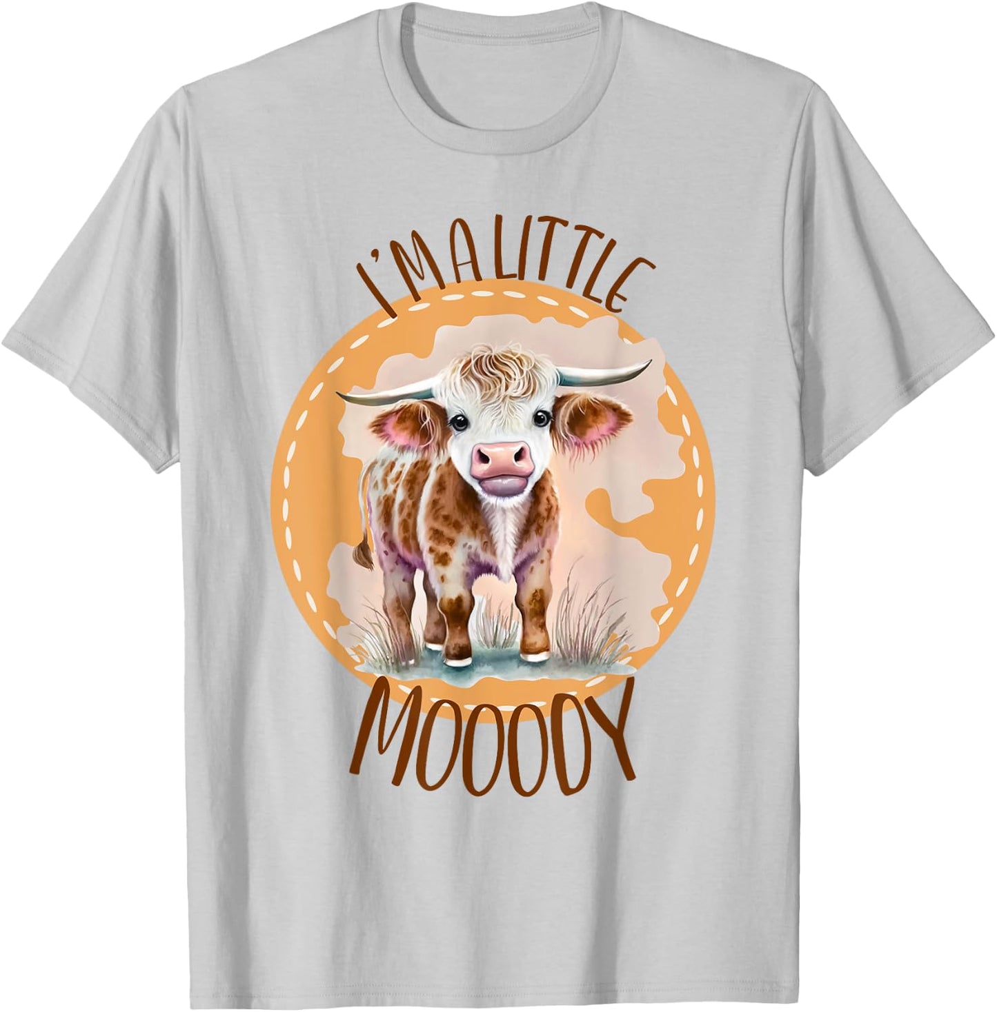 Funny Cow Calf Western Moody HIghland Farm Girl Longhorn Tan T-Shirt - T-Shirt | Ash