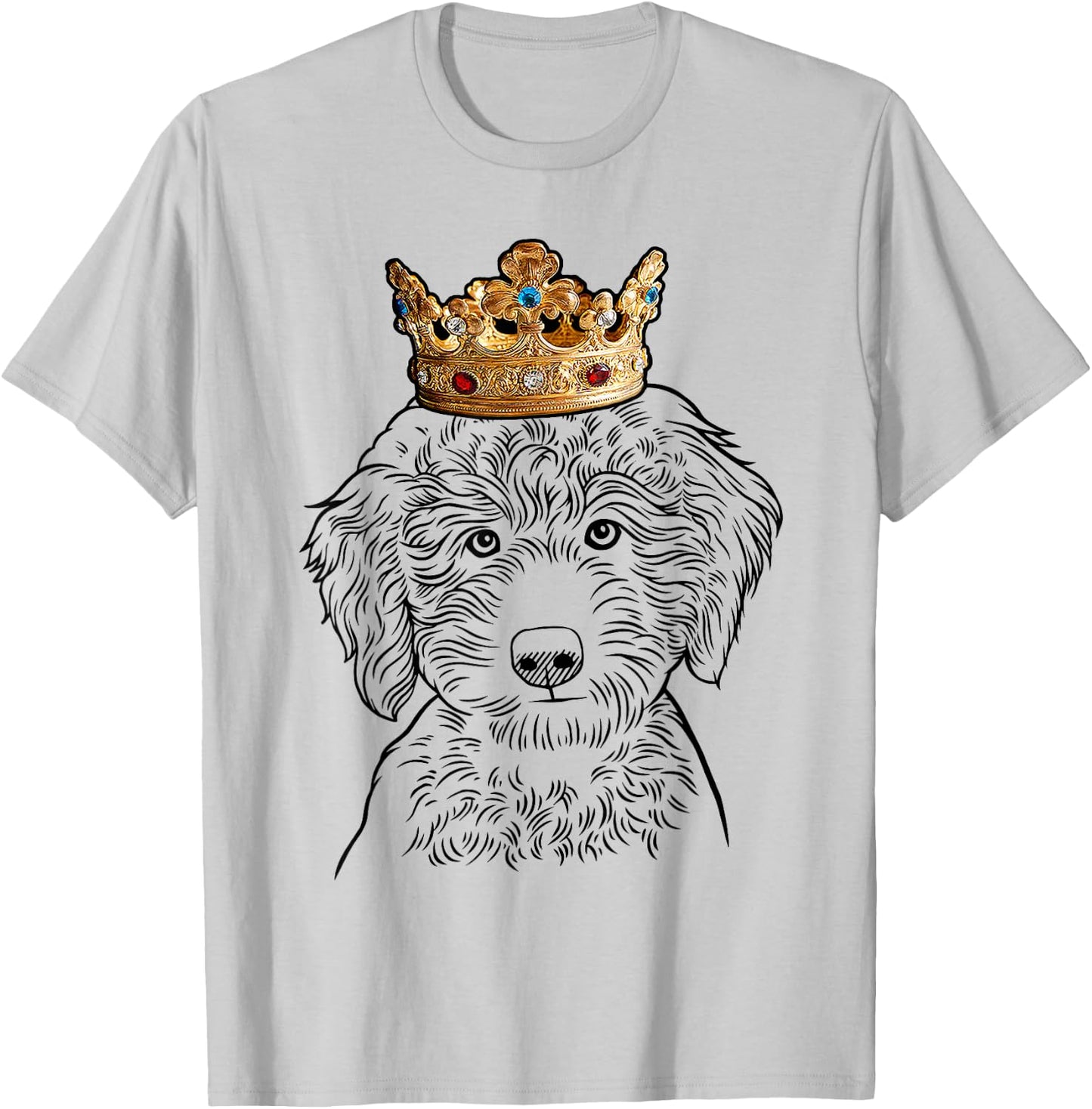 Labradoodle Dog Wearing Crown T-Shirt - T-Shirt | Ash