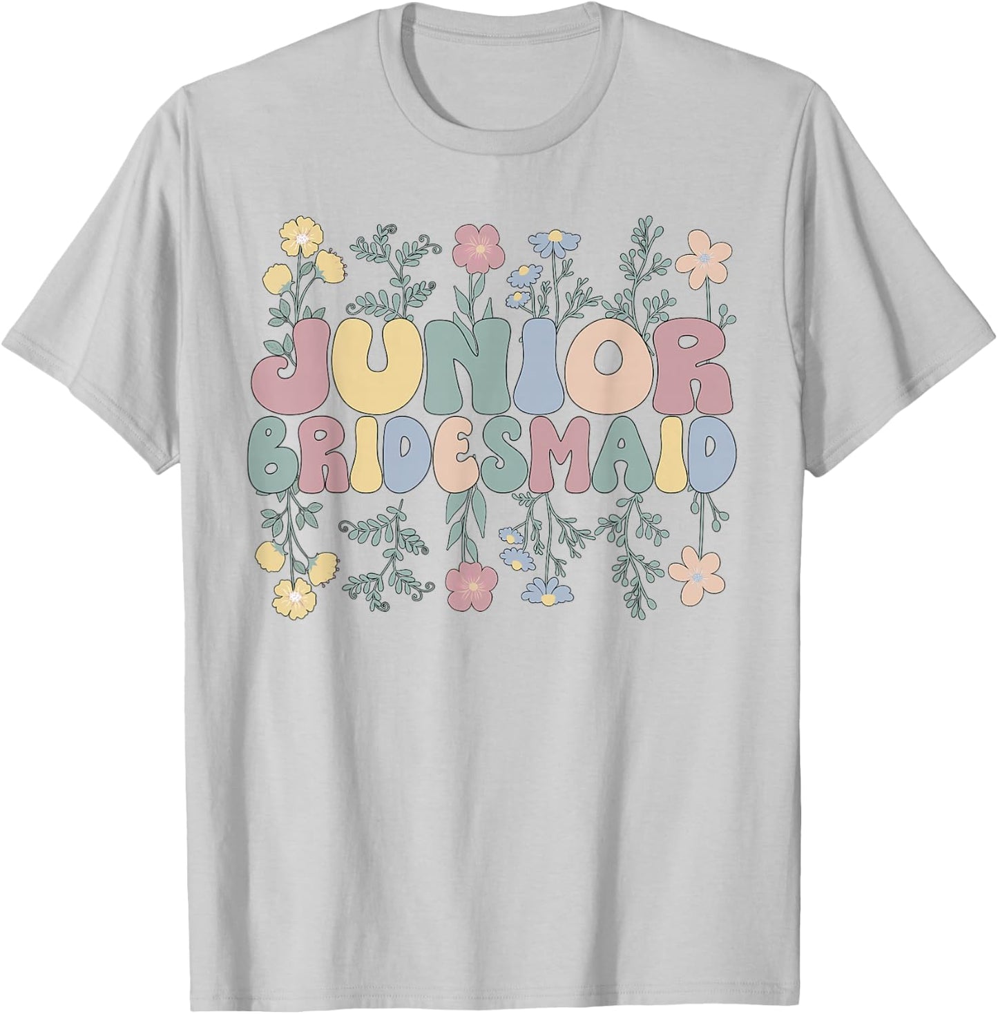 Junior Bridesmaid Wedding Junior Bridesmaid Party Flowers T-Shirt - T-Shirt | Ash