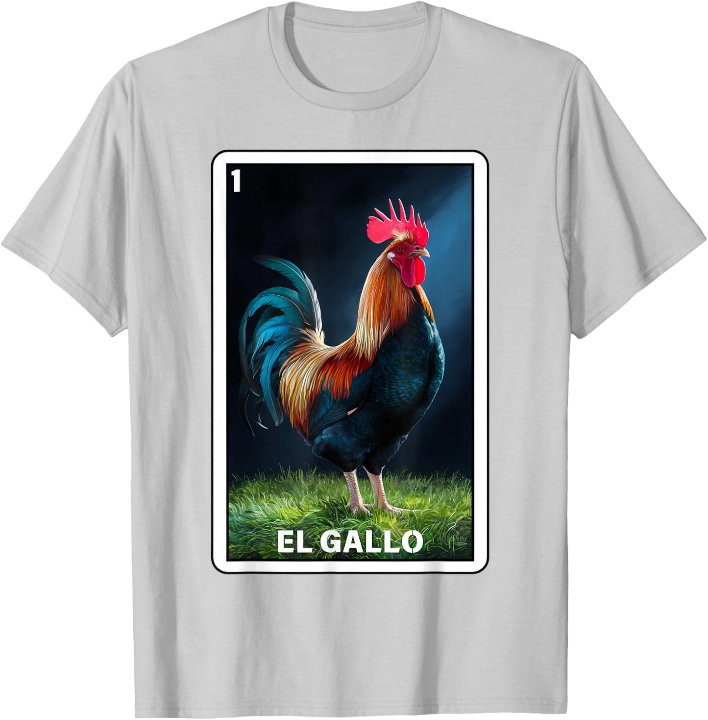 El Gallo Mexican Lottery Bingo Game Traditional Rooster Card T-Shirt - T-Shirt | Ash