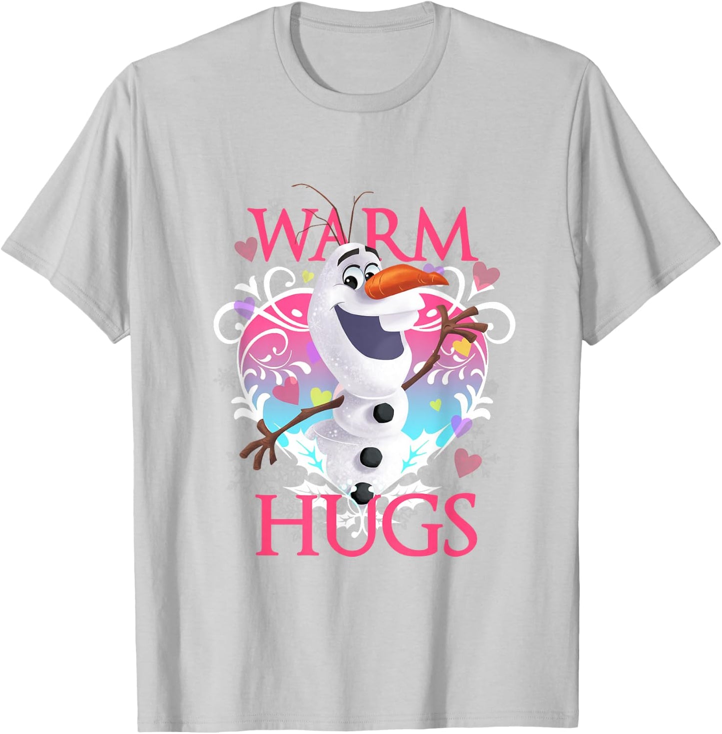 Disney Frozen Warm Hugs Olaf Heart Shaped Vintage Portrait T-Shirt - T-Shirt | Ash