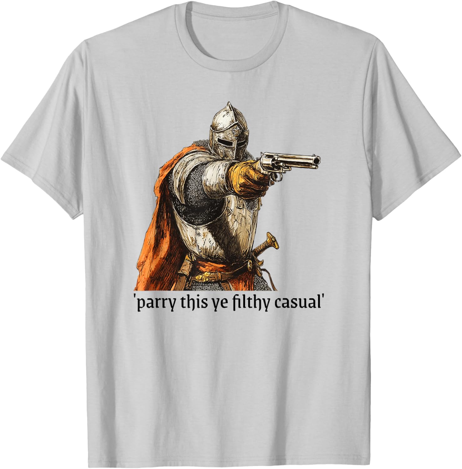 Medieval Knight Holding Gun Parry This T-Shirt - T-Shirt | Ash