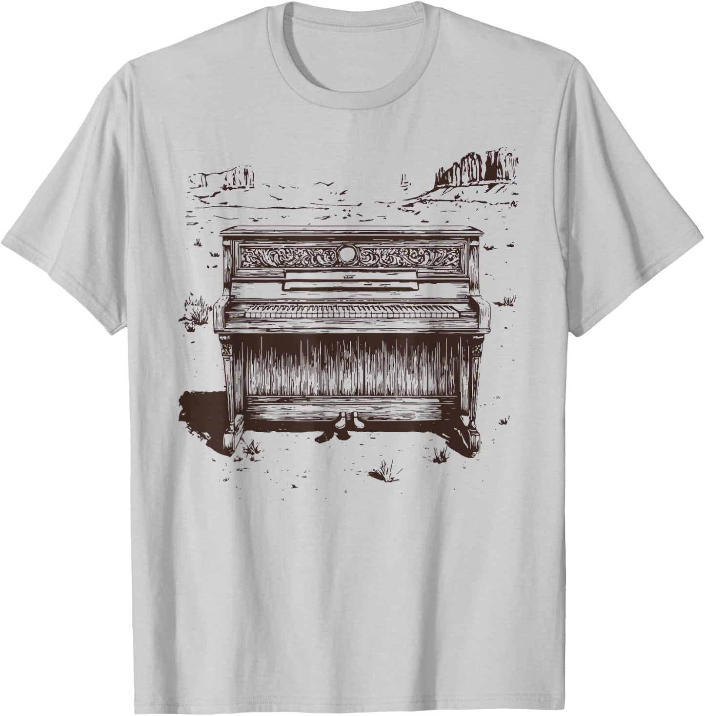 Vintage Western Piano Player - Piano Shirt - Piano T-Shirt - T-Shirt | Ash