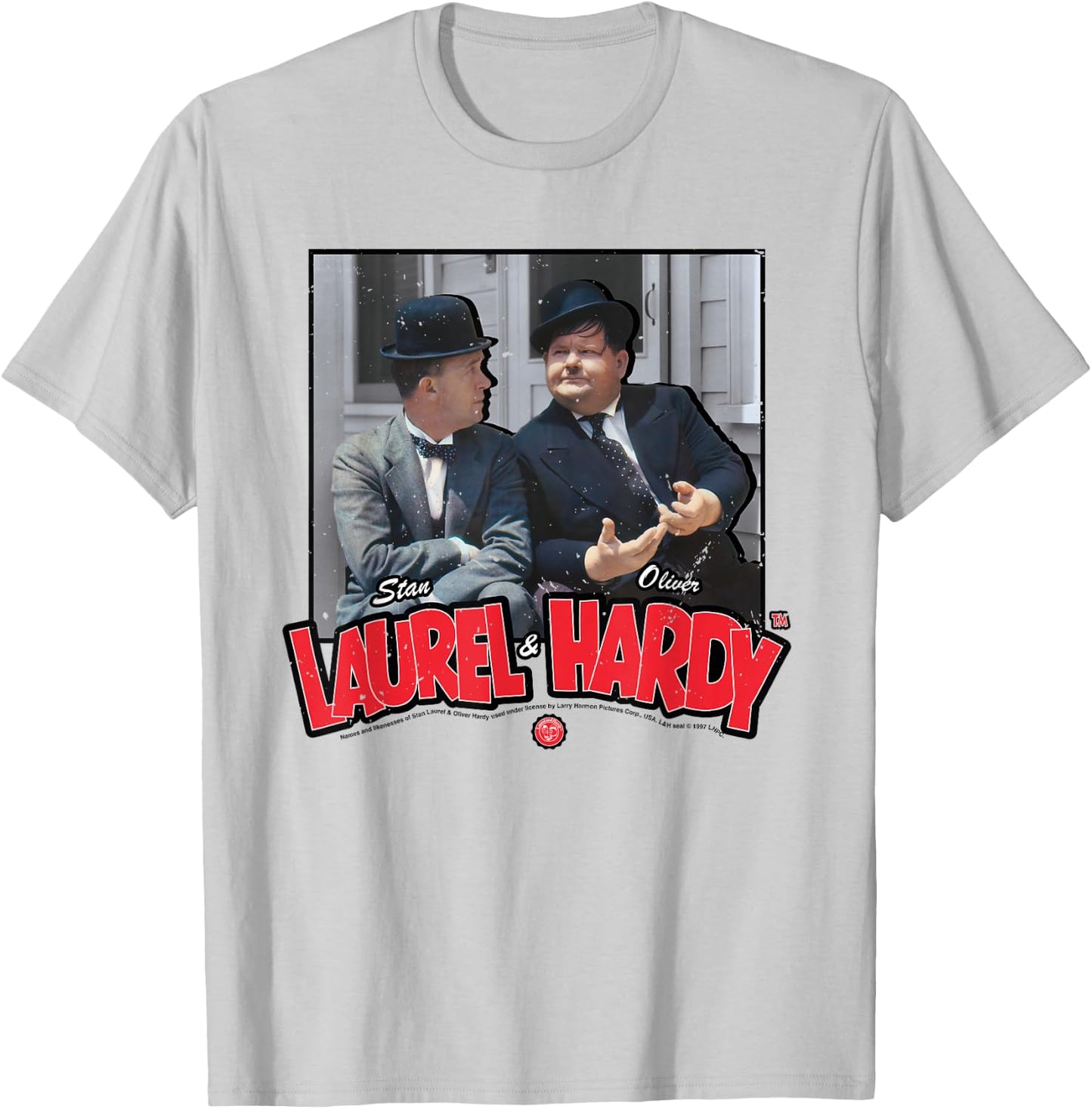 Comic Duo Stan Laurel and Oliver Hardy T-Shirt - T-Shirt | Ash
