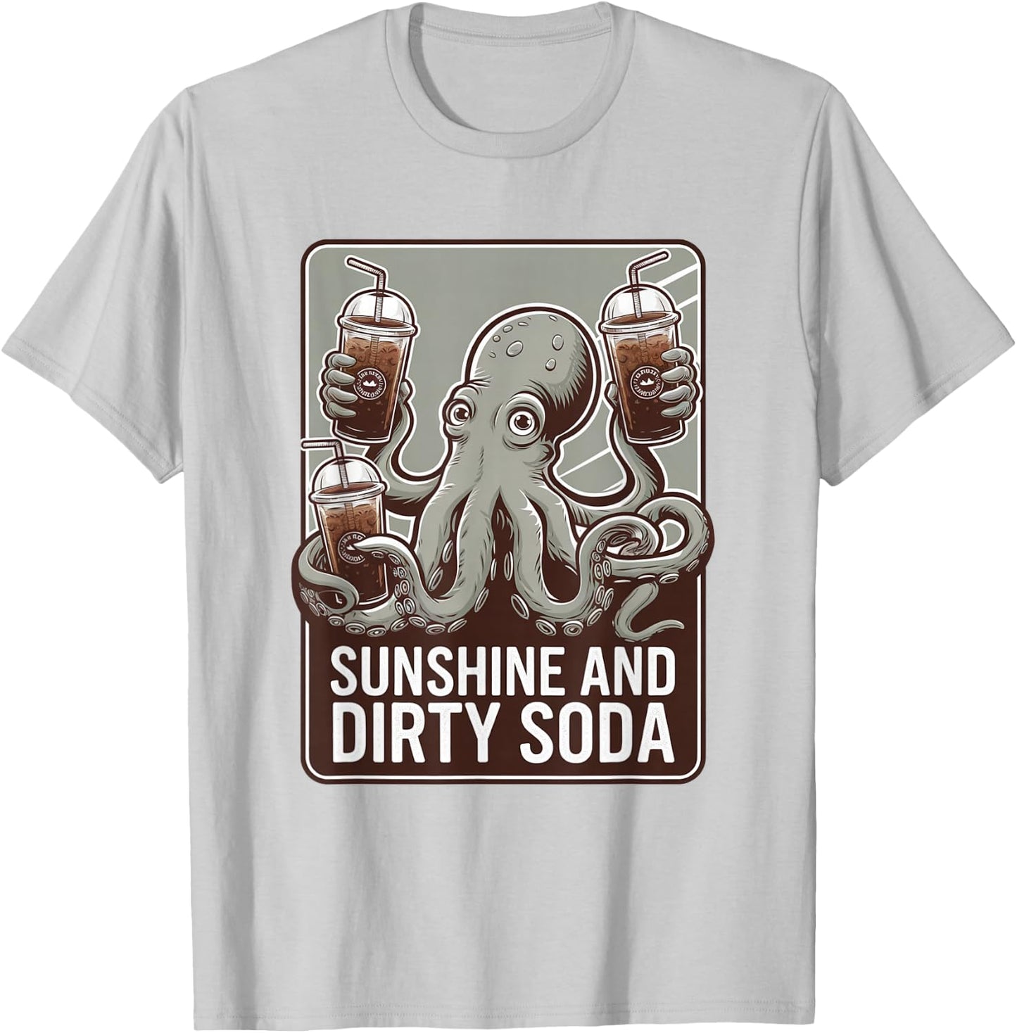 Dirty Soda Capitan Octopus Iced Beverage T-Shirt - T-Shirt | Ash