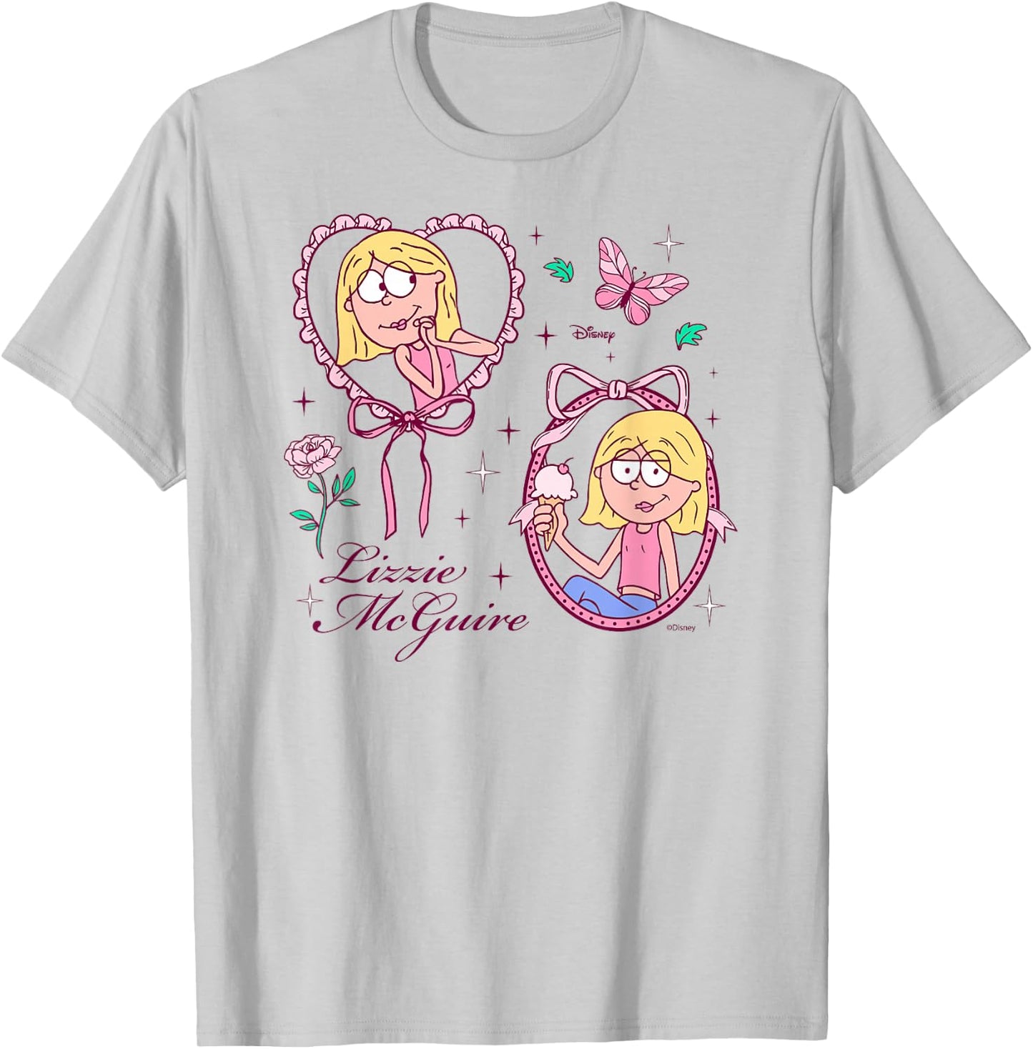 Disney Lizzie McGuire Girl Ribbons and Roses T-Shirt - T-Shirt | Ash