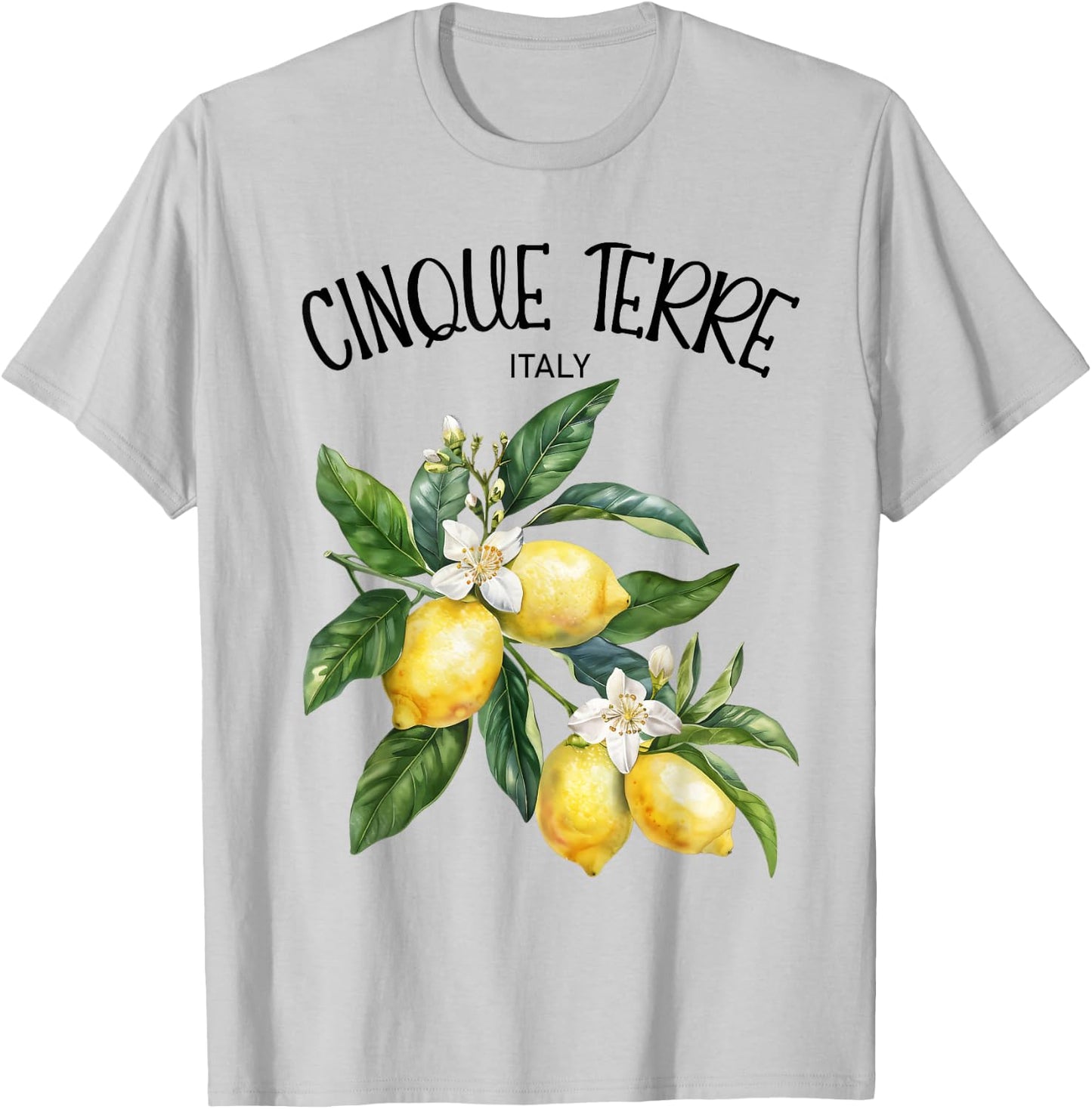Cinque Terre Lemon Art Italian Fruit Lover Italy Riviera T-Shirt - T-Shirt | Ash