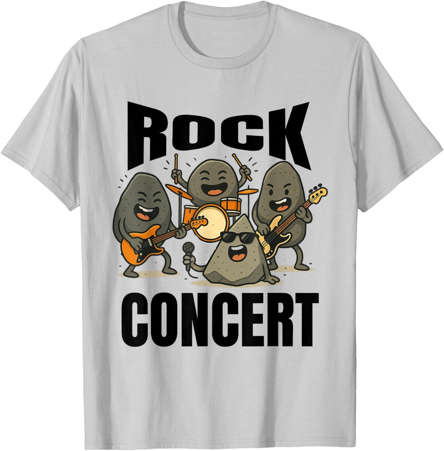 Rocks Band Drums Guitar Music Lover Funny T-Shirt - T-Shirt | Ash