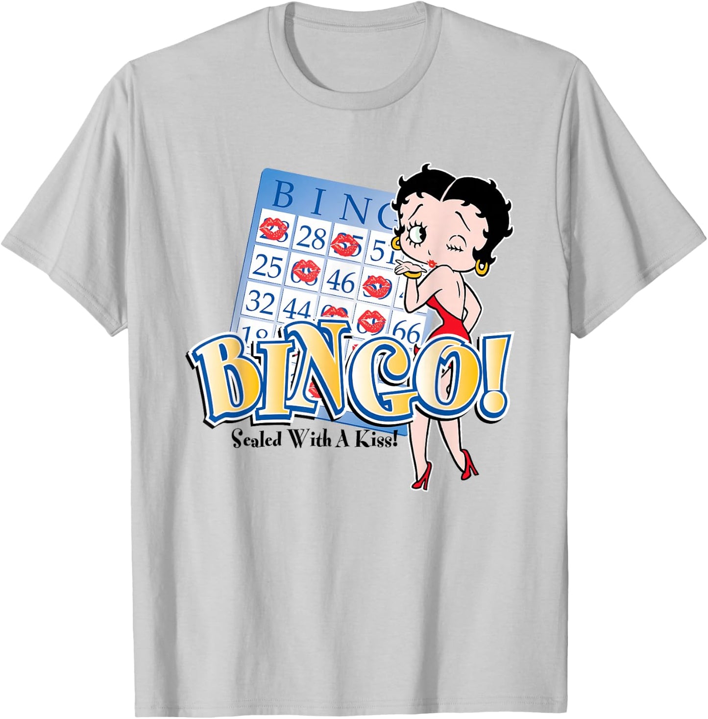 Betty Boop Bingo Sealed With A Kiss! T-Shirt - T-Shirt | Ash