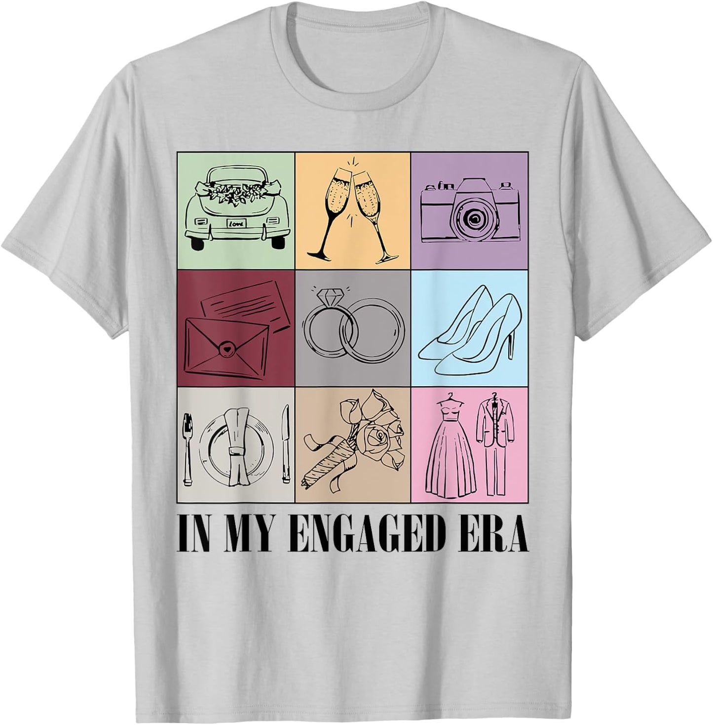 In My Engaged Era Retro Bride Wedding Engagement Party T-Shirt - T-Shirt | Ash