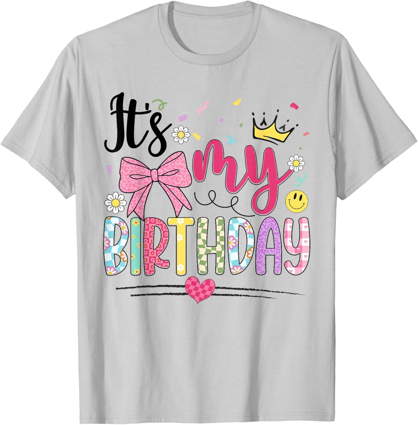 It's My Birthday Coquette Bow Flower Birthday Women Girl Kid T-Shirt - T-Shirt | Ash