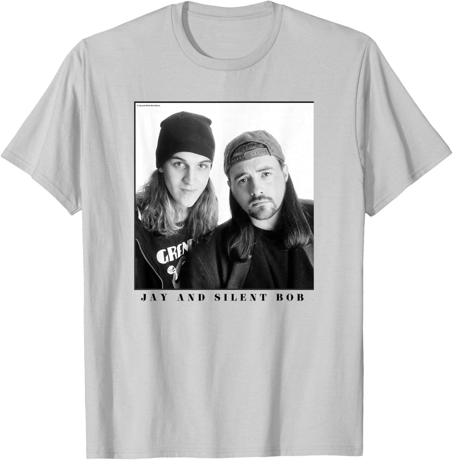 Jay & Silent Bob Boxed Up Simple Black & White Portrait T-Shirt - T-Shirt | Ash