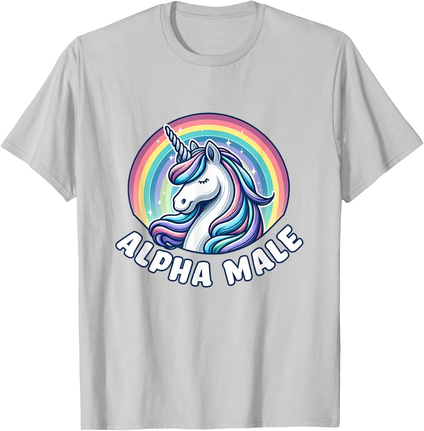 Ironic Cute Alpha Male Unicorn Funny Sarcastic Humor Men T-Shirt - T-Shirt | Ash