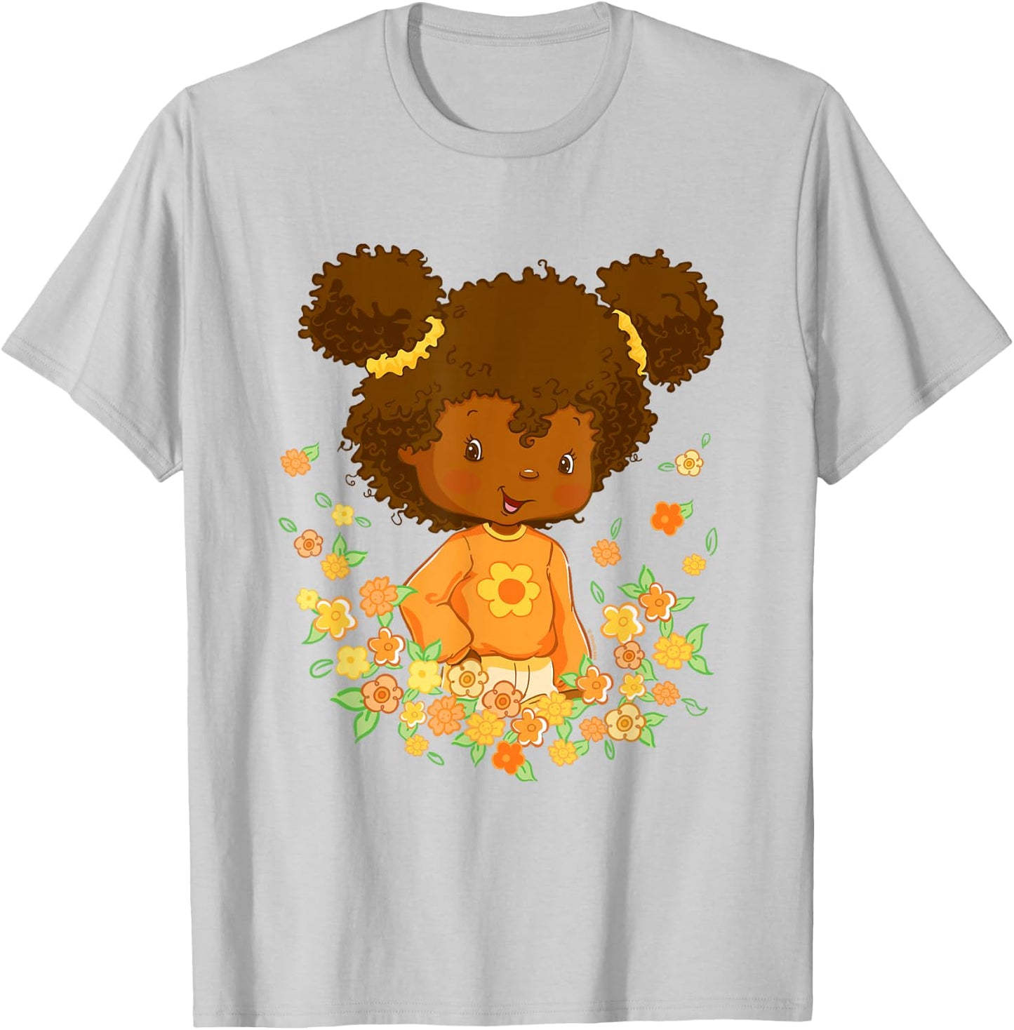 Strawberry Shortcake Orange Blossom Floral Big Chest Logo T-Shirt - T-Shirt | Ash